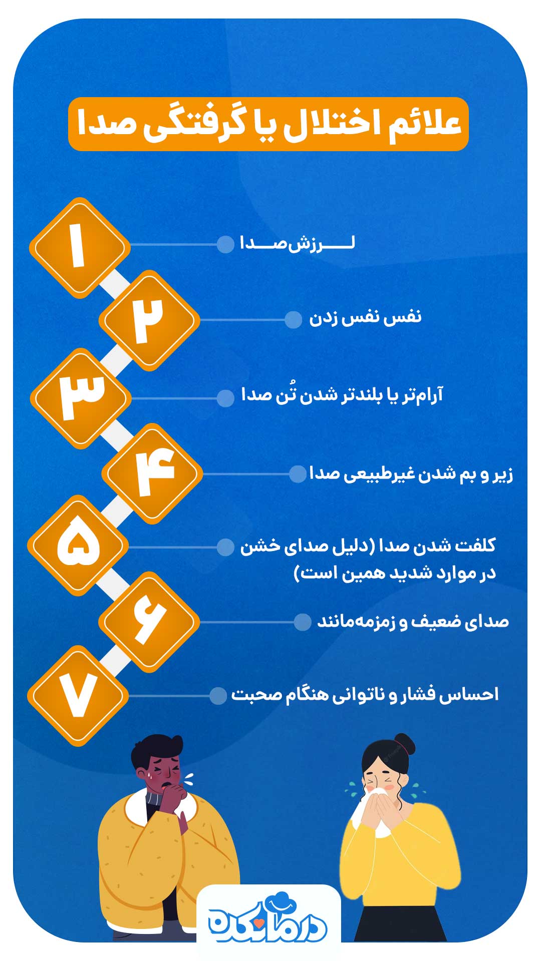 اینفوگرافیک علائم اختلال یا گرفتگی صدا