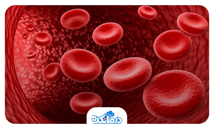تصویری از گلبول‌های قرمز در حال انتقال اکسیژن به ارگان‌ها. 