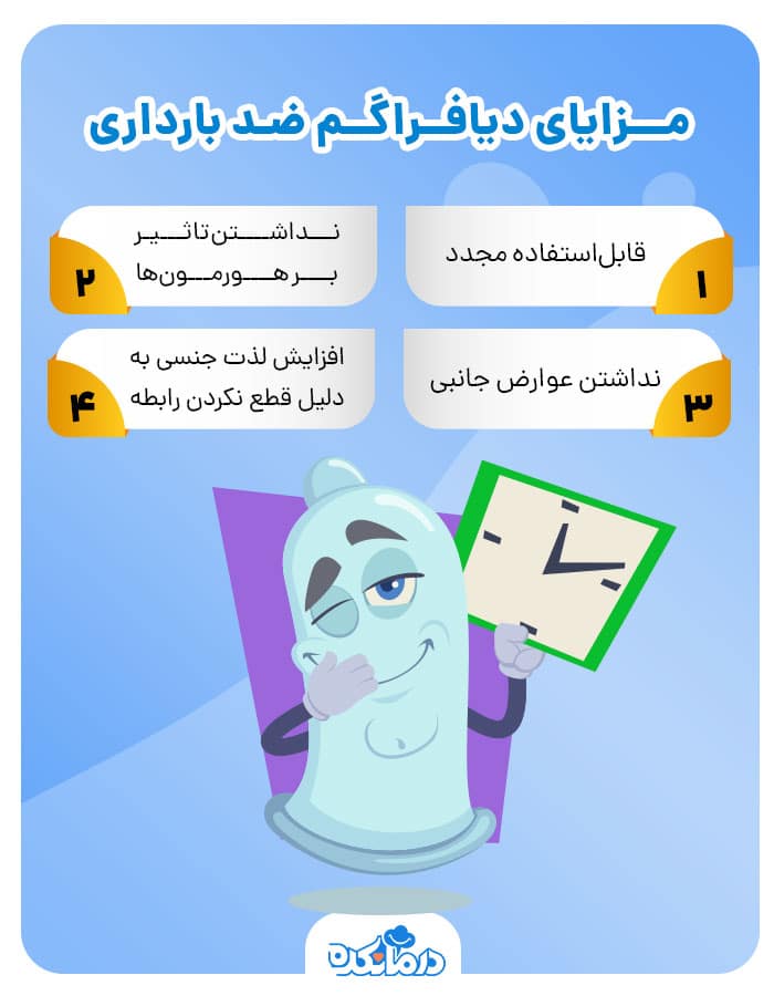 اینفوگرافی مزایای دیافراگم ضد بارداری