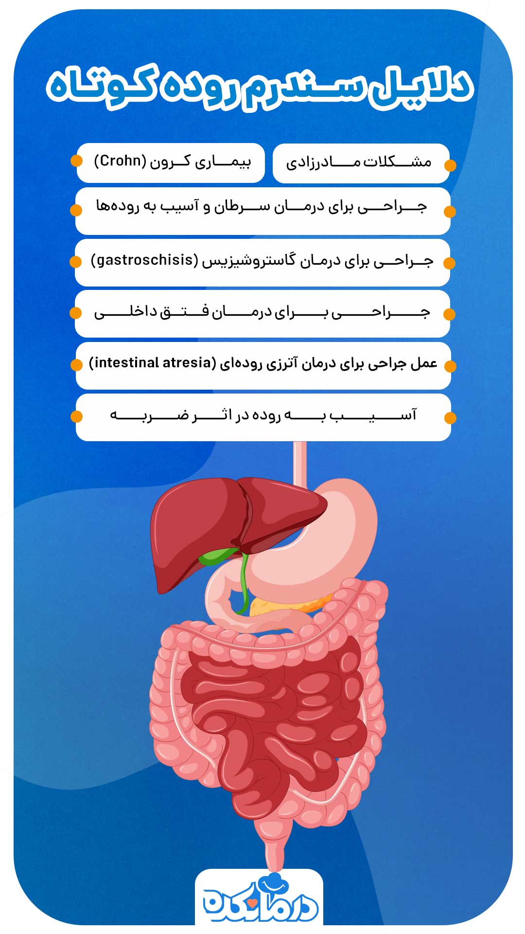 اینفوگرافی دلایل سندرم روده کوتاه