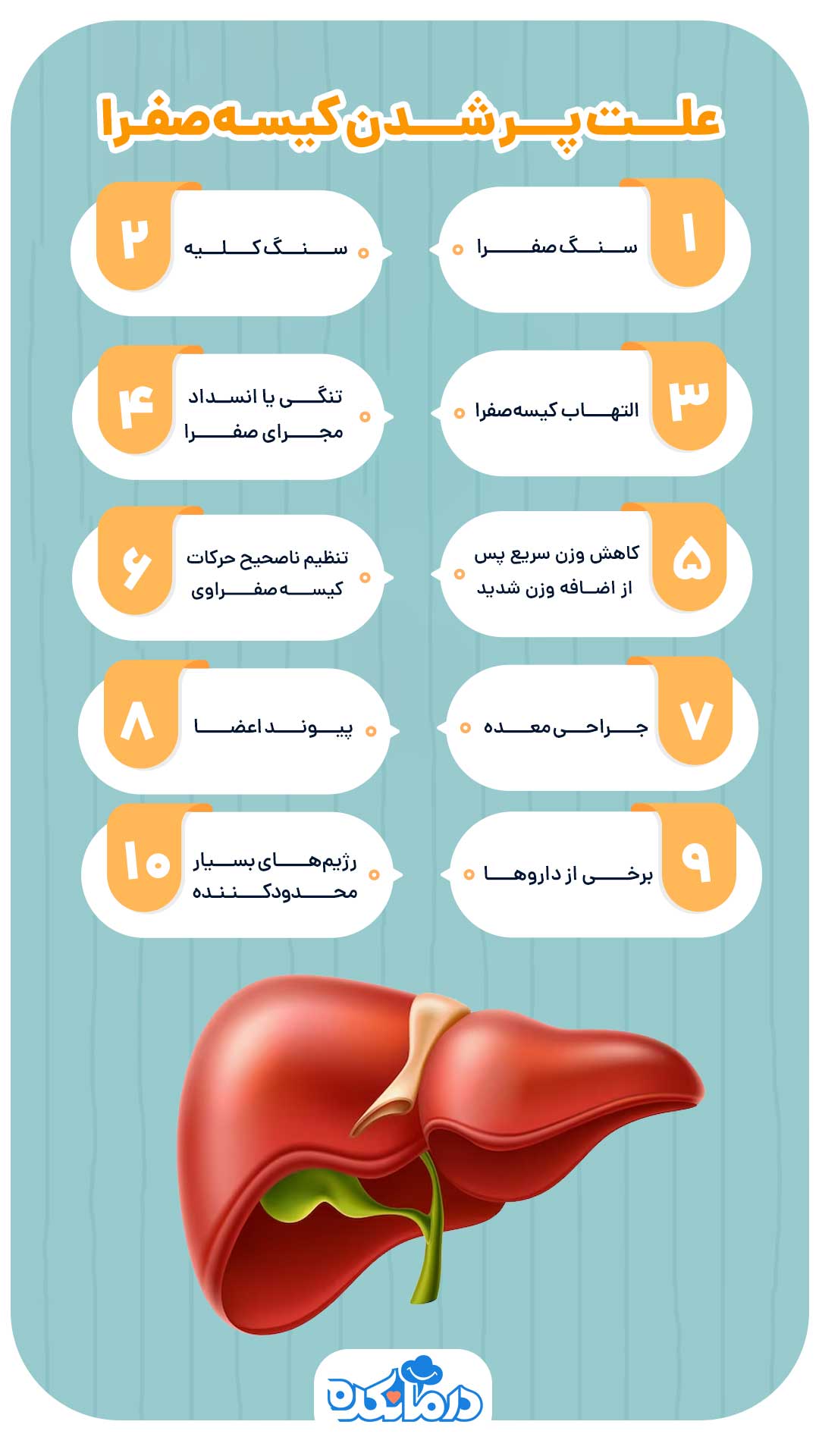 اینفوگرافیک علت پر شدن کیسه صفرا