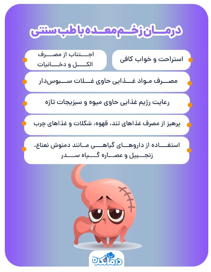 اینفوگرافیک درمان زخم‌معده با طب سنتی