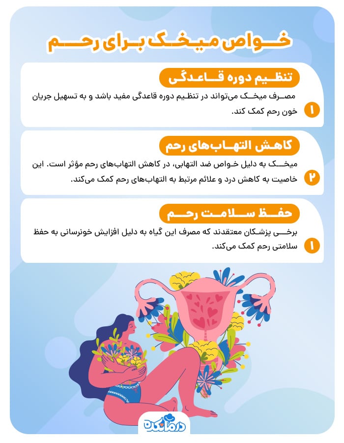 اینفوگرافیکی از خواص میخک برای رحم