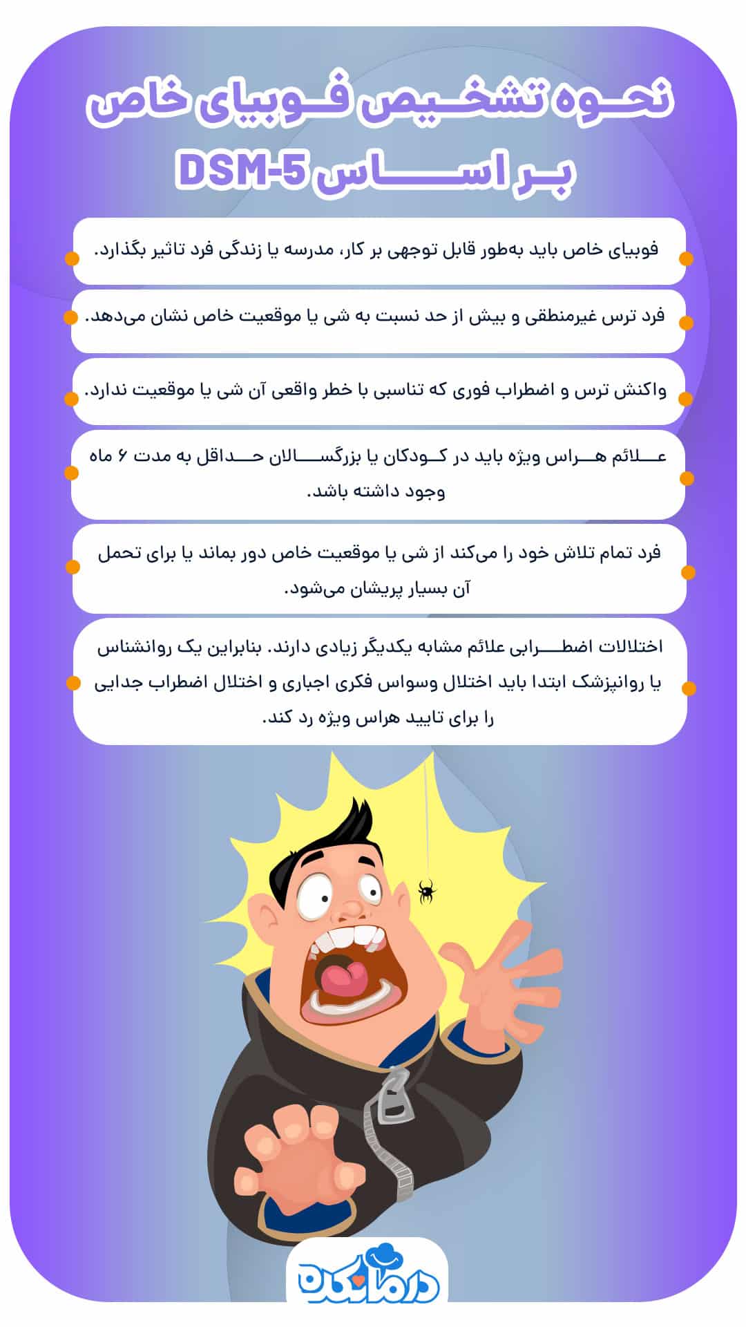 اینفوگرافیک نحوه تشخیص فوبیای خاص بر اساس DSM-5