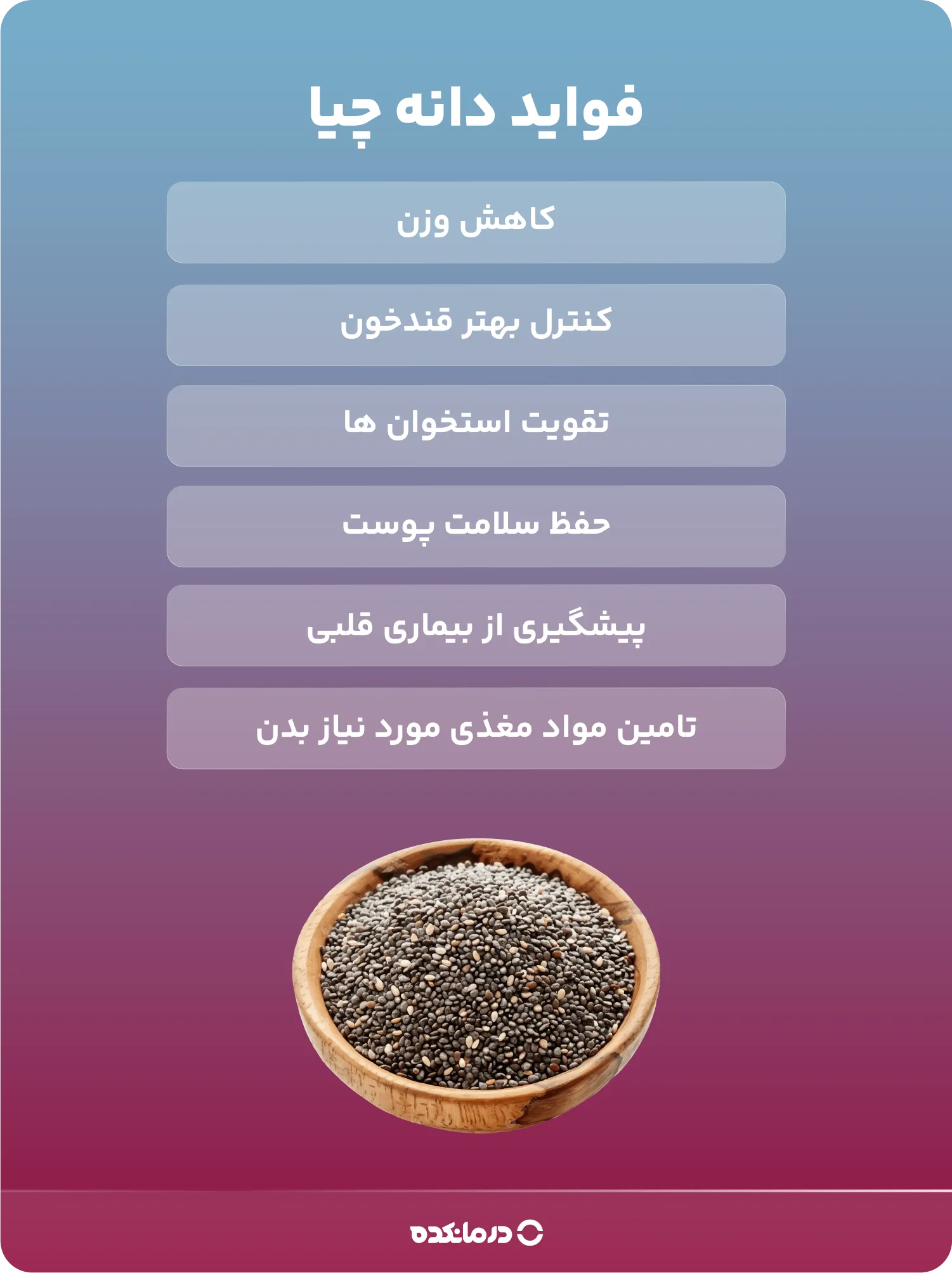 اینفوگرافی فواید دانه چیا 