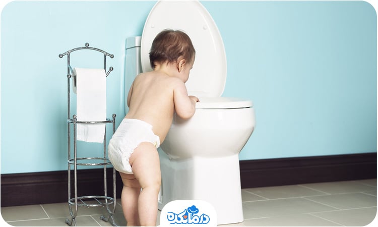 تصویری از کودک در حال یادگیری در مورد توالت