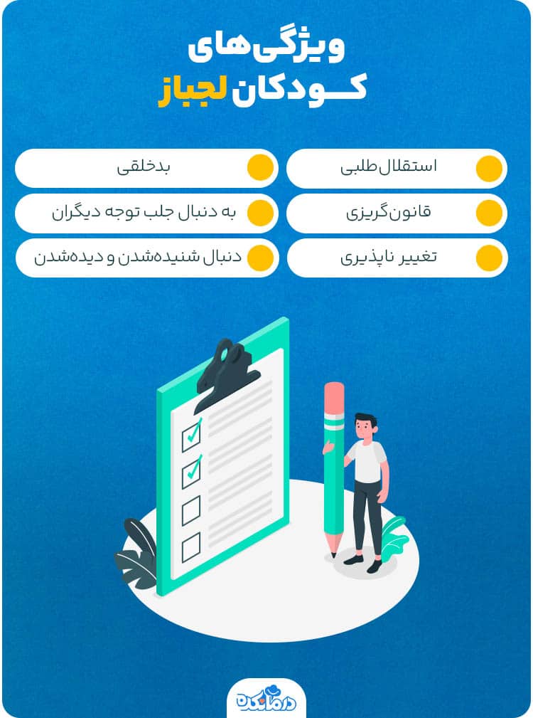 اینفوگرافی ویژگی‌های کودکان لجباز.