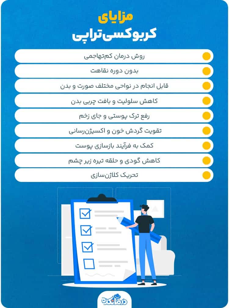 اینفوگرافیک مزایای کربوکسی‌تراپی