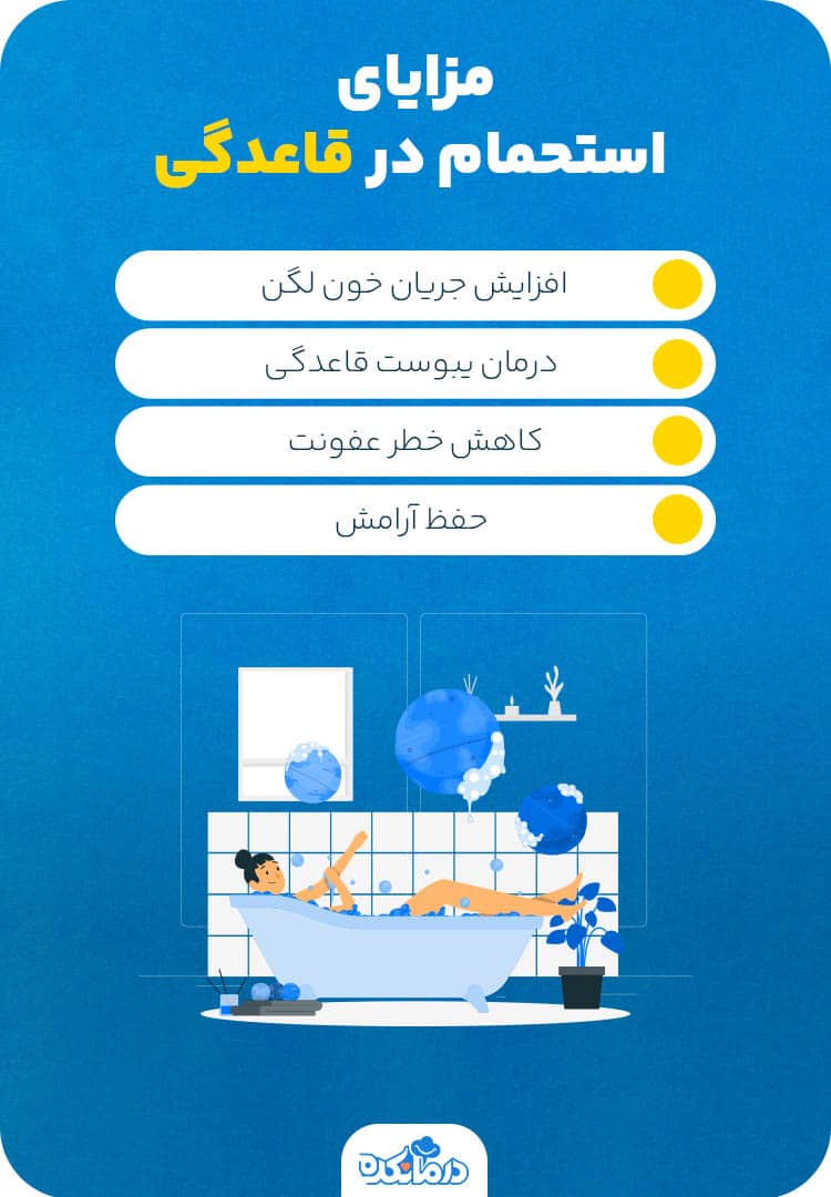 اینفوگرافی مزایای استحمام در قاعدگی