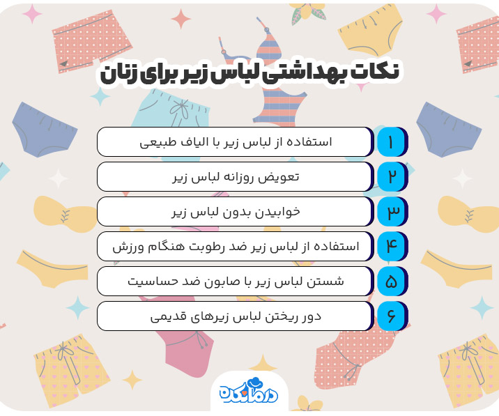 اینفوگرافی درباره نکات بهداشتی لباس زیر برای زنان