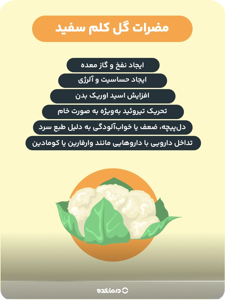  اینفوگرافیک مضرات گل کلم سفید