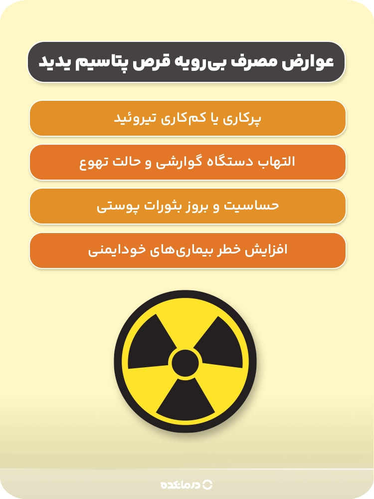 اینفوگرافیک عوارض مصرف بیرویه قرص پتاسیم یدید