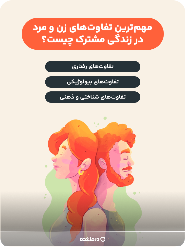اینفوگرافیک مهمترین تفاوتهای زن و مرد در زندگی مشترک چیست؟
