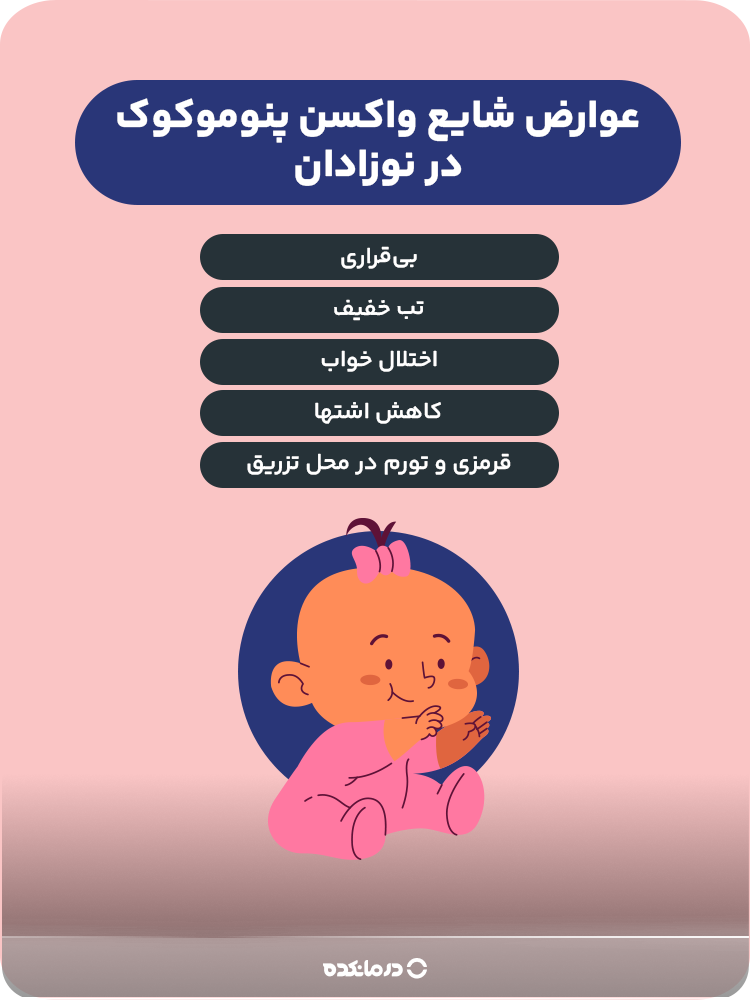 اینفوگرافی عوارض شایع واکسن پنوموکوک در نوزادان