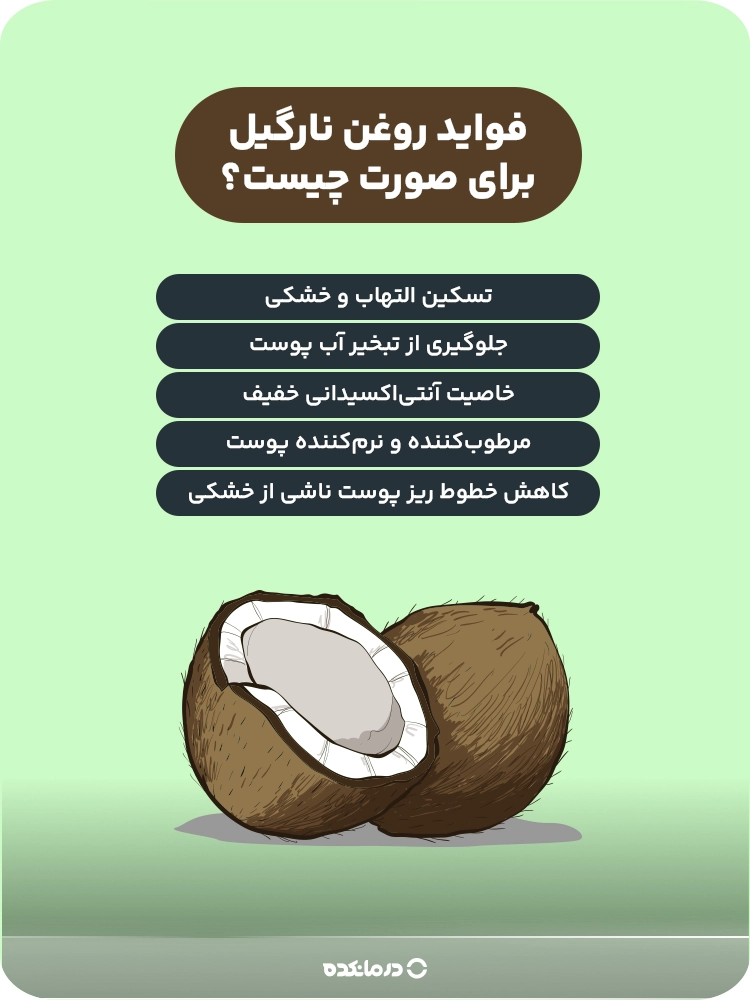 اینفوگرافیک درباره فواید روغن نارگیل برای صورت
