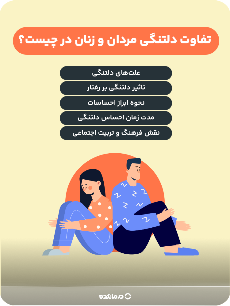 اینفوگرافیک تفاوت دلتنگی مردان و زنان در چیست؟