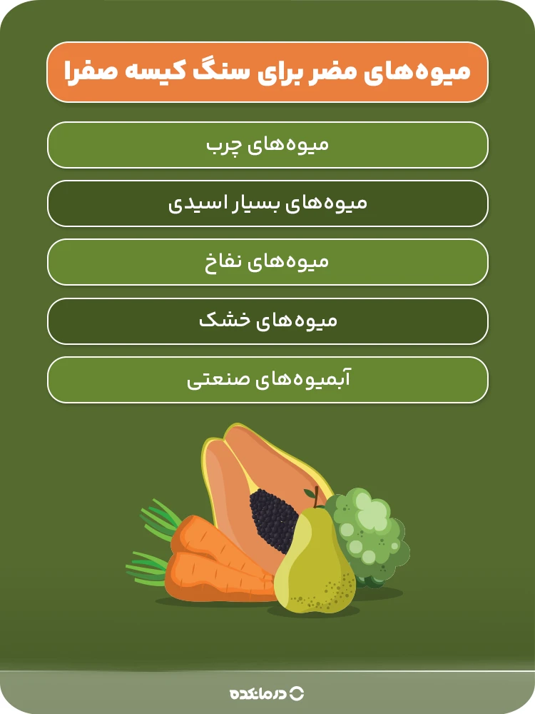 اینفوگرافی «میوههای مضر برای سنگ کیسه صفرا»