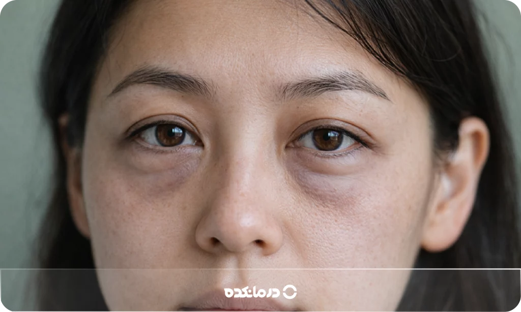 تصویر تیرگی دور چشم همراه با پف را می بینید