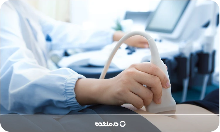 تصویر پزشک در حال سونوگرافی کلیهها را می بینید