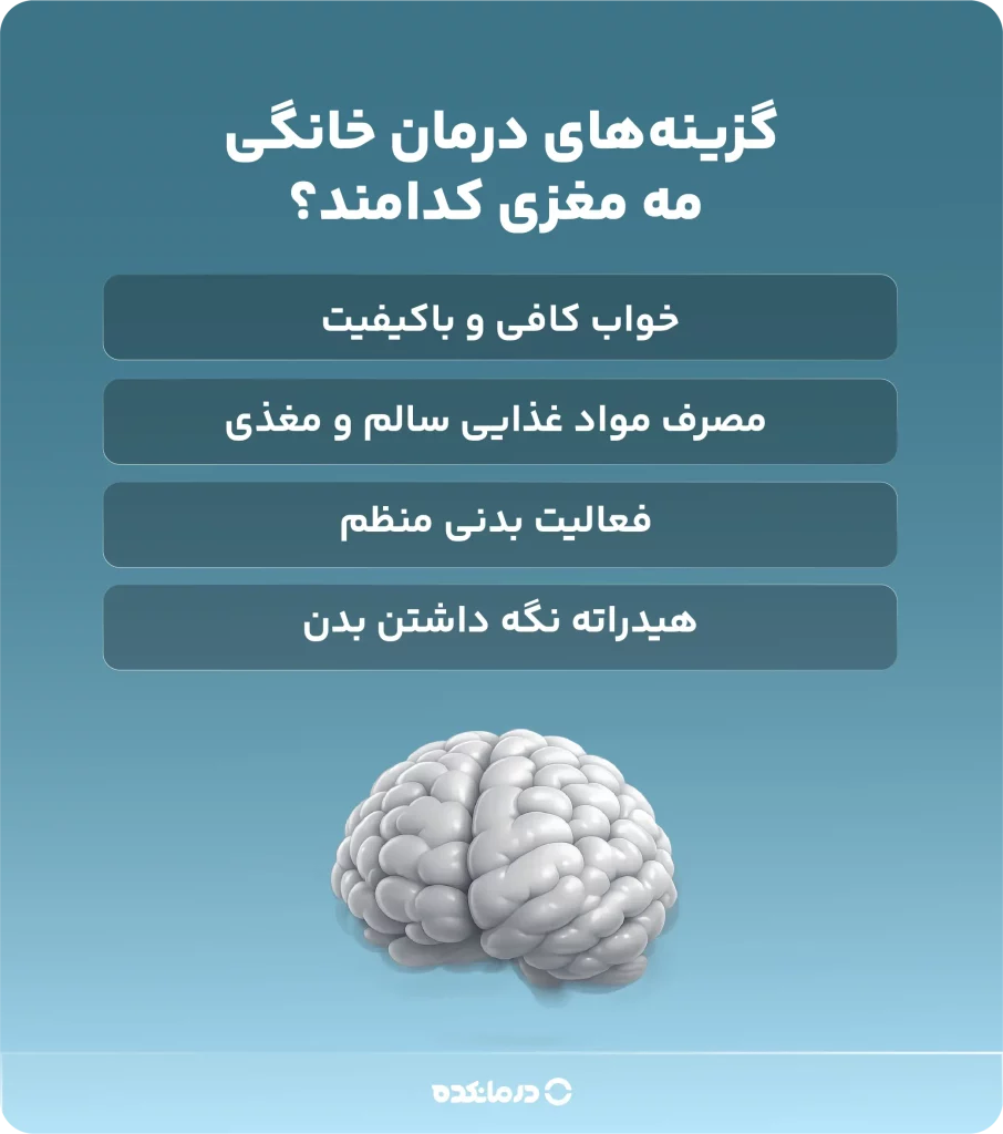 اینفوگرافیک گزینه‌های درمان خانگی مه مغزی کدامند؟