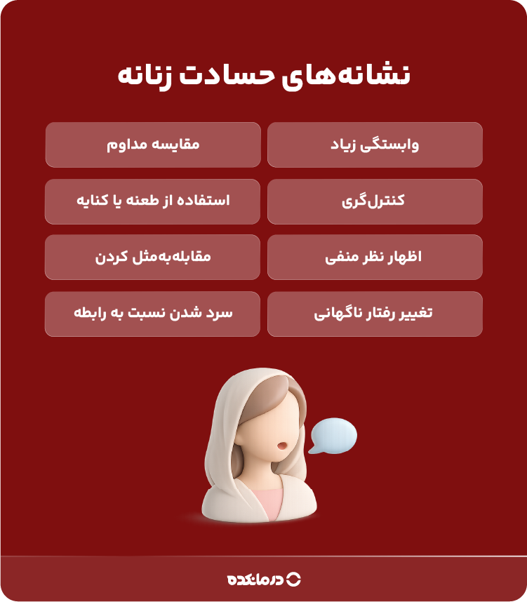 اینفوگرافی «نشانه‌های حسادت زنانه»