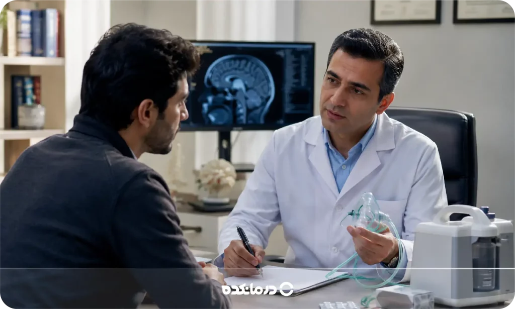 تصویر بیمار در مطب دکتر مغز و اعصاب را می بینید