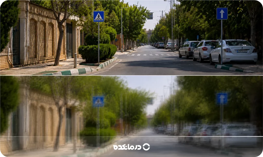 تصویر فرد مبتلا به تاری دید یا دوبینی