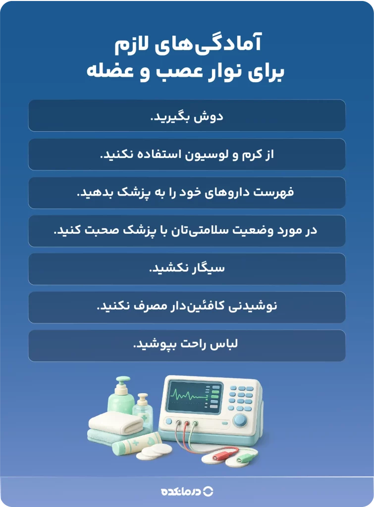 اینفوگرافی «آمادگی‌های لازم برای نوار عصب و عضله» 