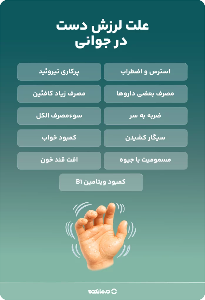 اینفوگرافی «علت لرزش دست در جوانی»