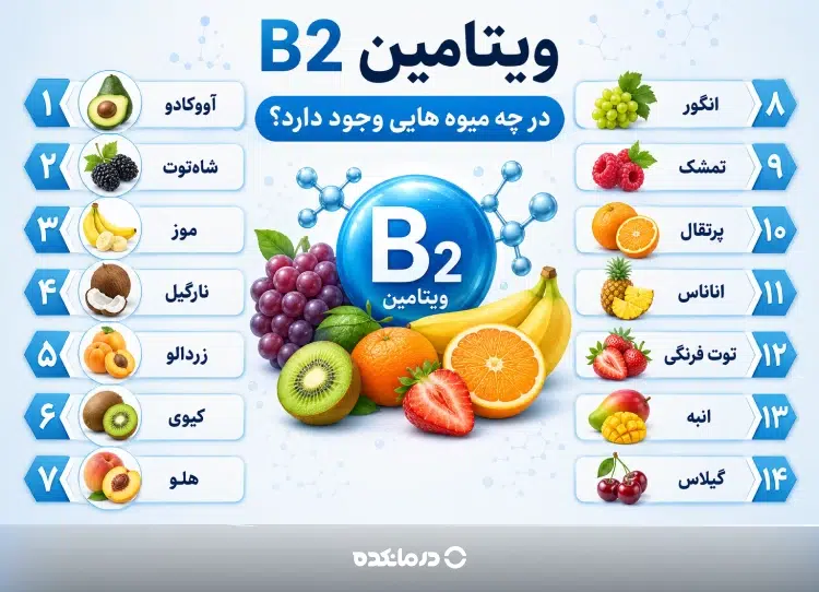 اینفوگرافی ویتامین b2 در چه میوه هایی وجود دارد؟