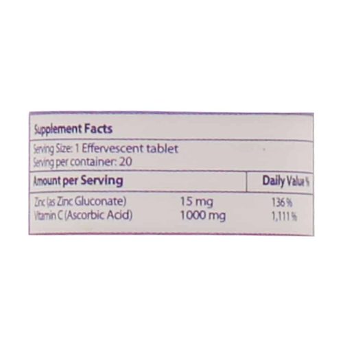 Nextyle Zinc 15 mg And Vitamin C 20 Effervescent Tablets