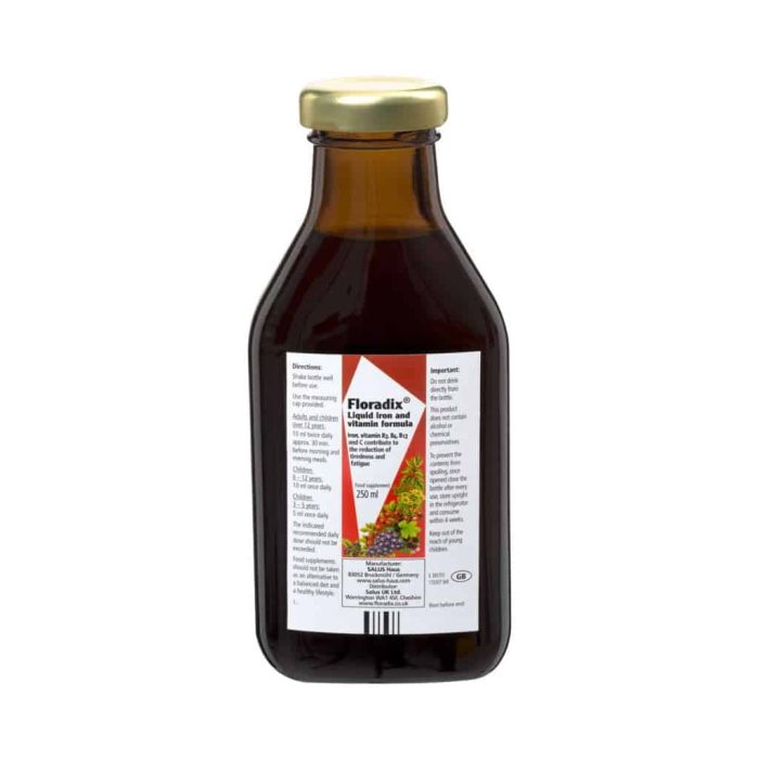 Floradix Liquid Iron and Vitamin Formula 250 ml