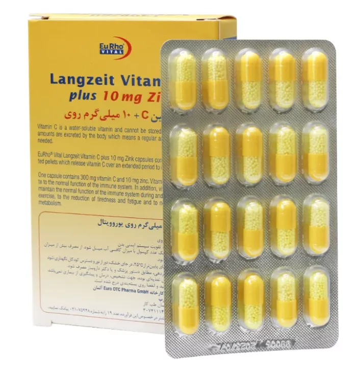 کپسول آهسته رهش ویتامین ث + 10 میلی گرم زینک 60 عدد